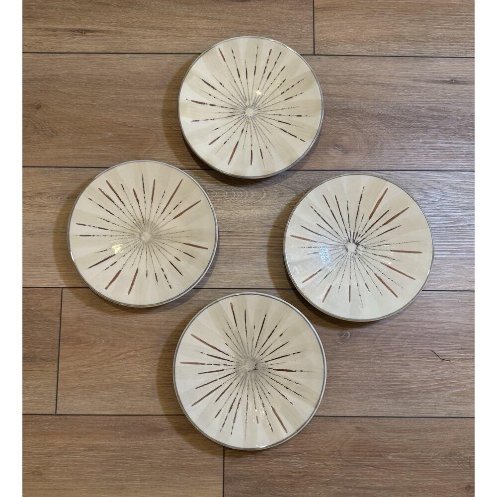 Pier 1 Imports 4 Sanctuary Starburst Salad Dessert Plates Stoneware 8.5” Atomic